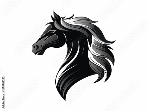 Elegant black horse head illustration a striking equine portrait in monochrome