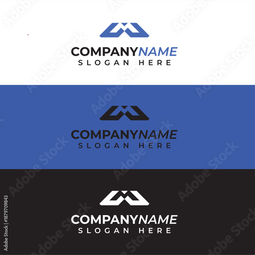 WM Letter Logo Design, Abstract Geometric W Monogram, Modern Web and Meta Brand Icon
