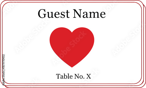 Red Heart Symbol on Guest Name Card.