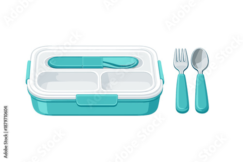 Modern Lunch Box with Utensils