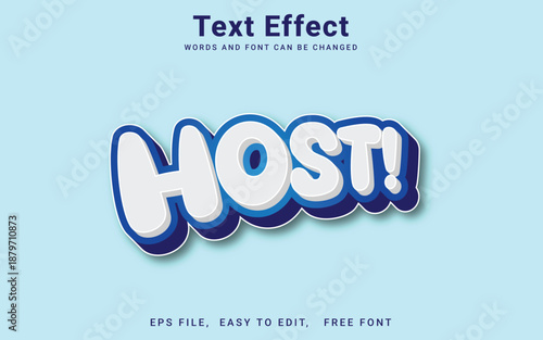 3D Editable host text effect vector style in Illustrator