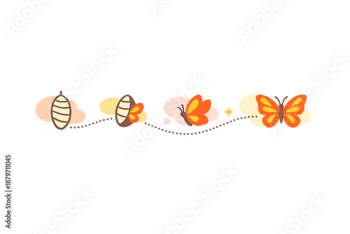 Butterfly metamorphosis progression with light effects