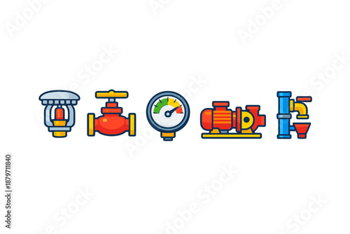 Set of plumbing and water system icons