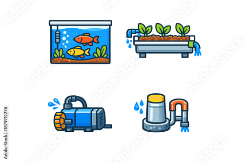 Aquaponics system icons