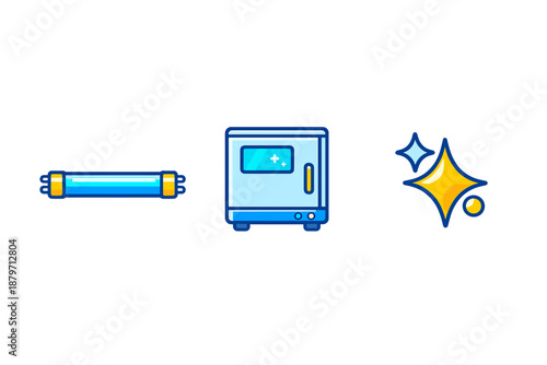 Fluorescent Lamp, Sterilizer, and Sparkle Icons