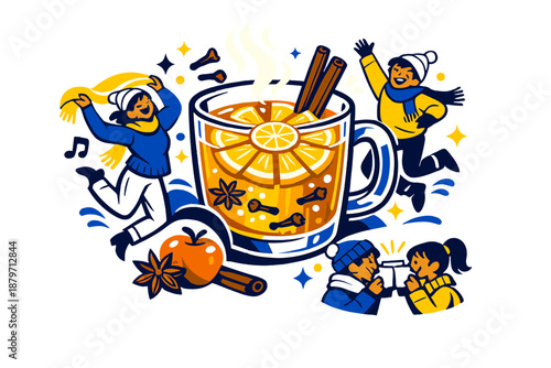 Festive Citrus Cider. Festive Citrus Cider. Apple cider with orange slices arranged like a sunburst on the