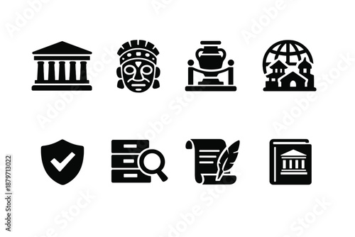 Cultural Heritage. Filled icon set of Cultural Heritage: heritage monument, traditional