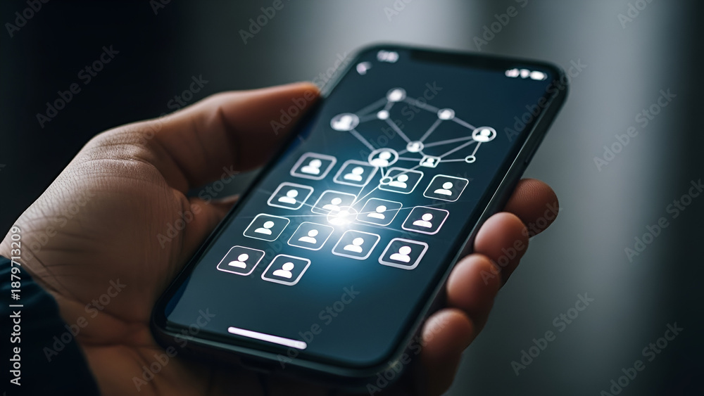 Obraz premium Connected Network: Mobile Social Connection Technology