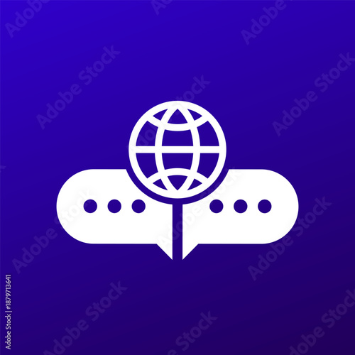 multi language icon with a globe and messages