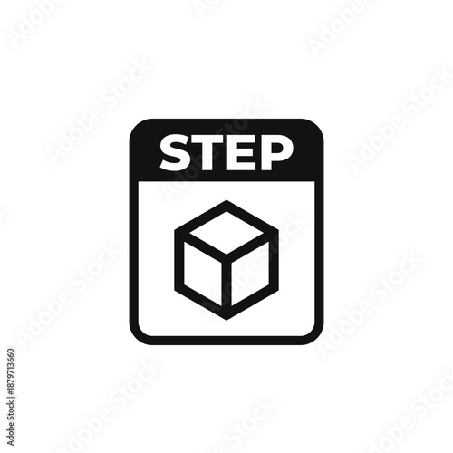 STEP file icon, format for 3D models vector pictogram