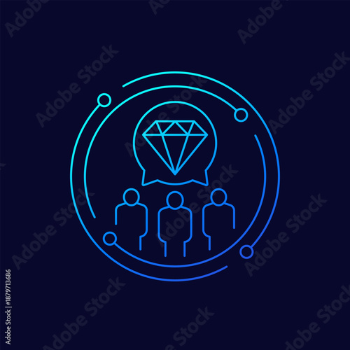 team excellence icon, linear design