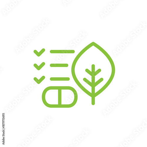 Vegan capsule icon, line design