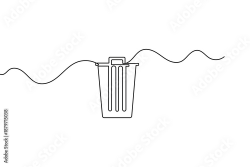 Trash icon continuous one line drawing and minimalist style isolated outline vector illustration