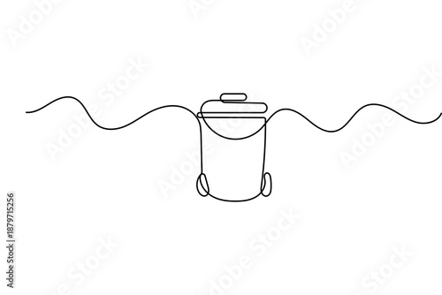Minimalist trash can linear illustration created with a single continuous stroke