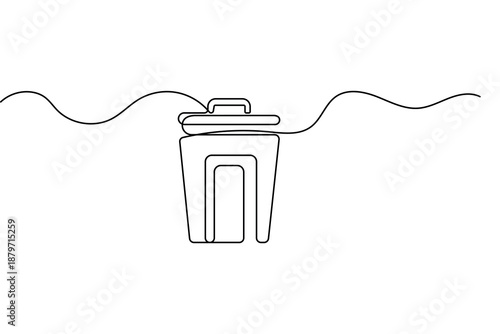 Trash icon continuous one line drawing and minimalist style isolated outline vector illustration