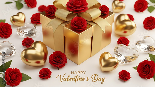 Elegant valentine's day gift box with roses