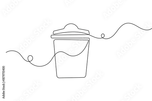 Minimalist trash can linear illustration created with a single continuous stroke