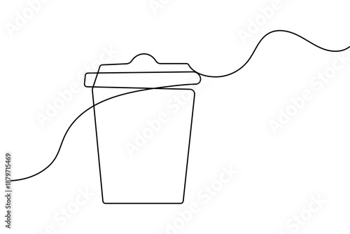 Minimalist trash can linear illustration created with a single continuous stroke