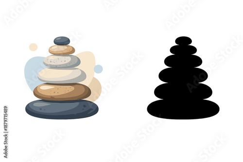 Stack of smooth stones with soft light and bokeh