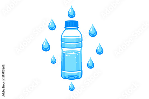 Glowing blue water bottle with dripping water droplets