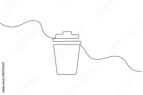 Minimalist trash can linear illustration created with a single continuous stroke