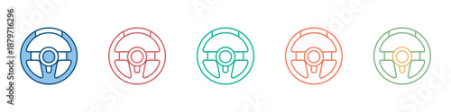 Steering Wheel Icon Set Multiple Style Collection 
