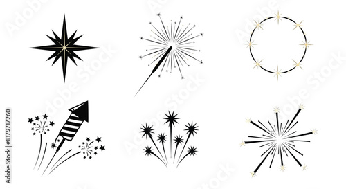 collection of fireworks and sparkler graphics in various styles and designs
