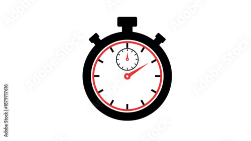 Classic stopwatch with minimal design and bold contrast for time management themes