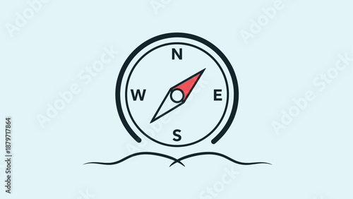 Minimalist compass design with nautical elements for navigation concepts