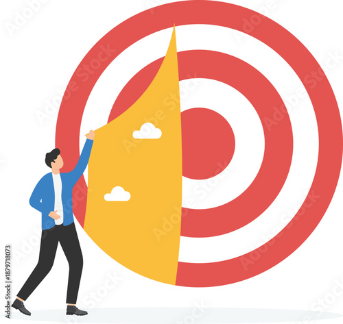 Businessman Revealing Clear Sky on Marketing Target