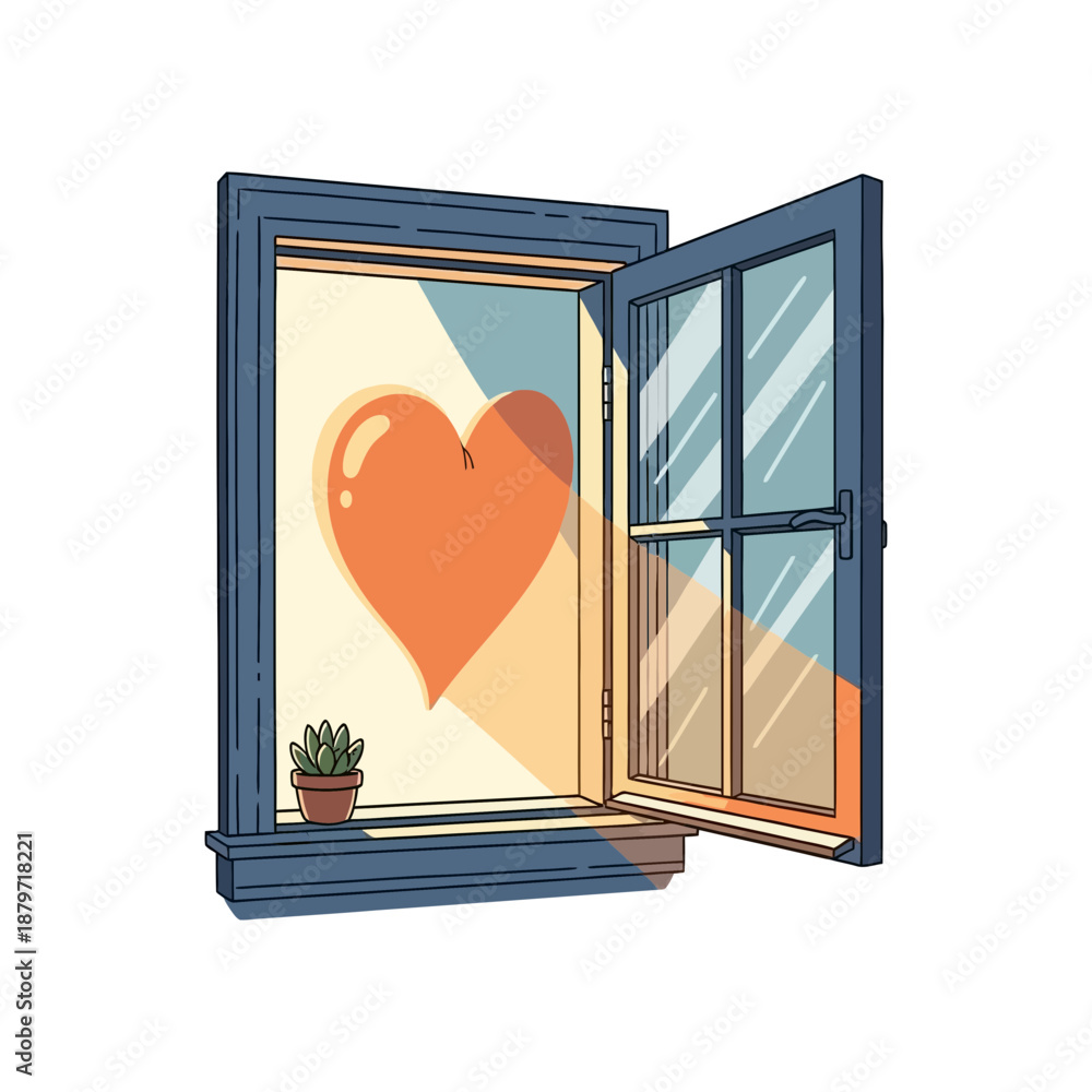 Obraz premium Open window with heart shape
