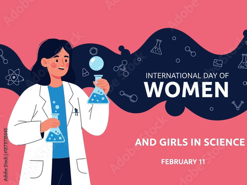 International day of women and girls in science illustration