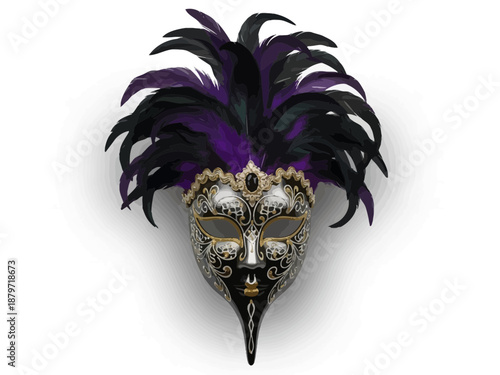 Ornate venetian mask with feathers