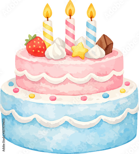 수채화 스타일 달콤한 케이크 