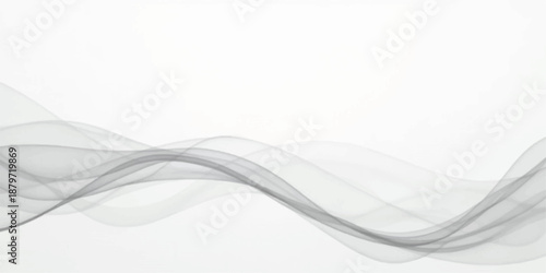 Smooth blue abstract smoke waves create a futuristic motion design with flowing curves and digital swirl patterns on a light vector backdrop