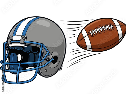 American football helmet and ball