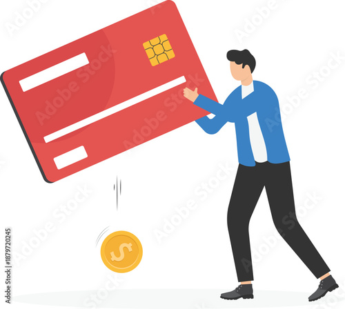 Businessman Shaking Money from Large Credit Card