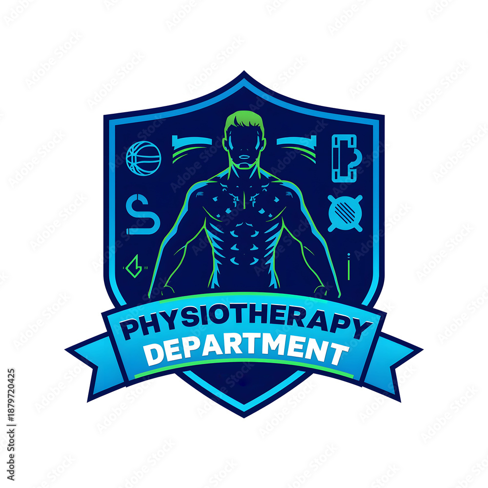 Fototapeta premium Professional Physiotherapy and Sports Rehabilitation Shield Logo Design