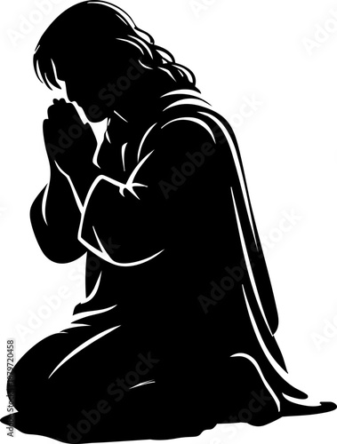 기도하는 예수님 실루엣 일러스트 