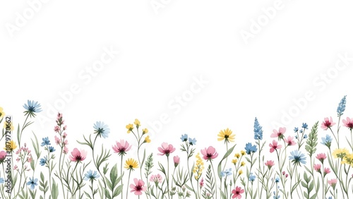 delicadas flores silvestres como borde de marco