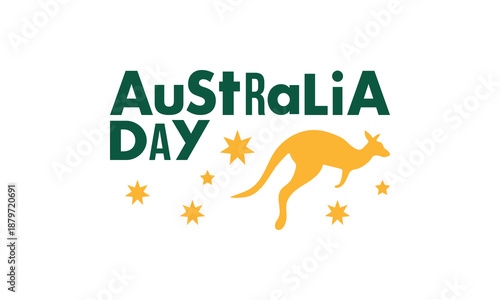 Australia Day. National happy holiday, celebrated annual in January 26. Australian patriotic elements. Kangaroo silhouette. Poster, card, banner and background. Vector illustration