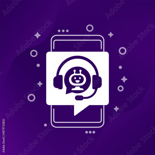 AI support icon, artificial intelligence technology design with a phone