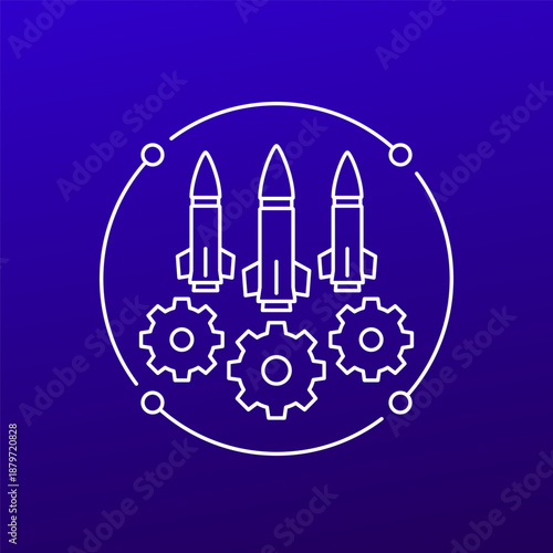 arms industry icon, line vector design
