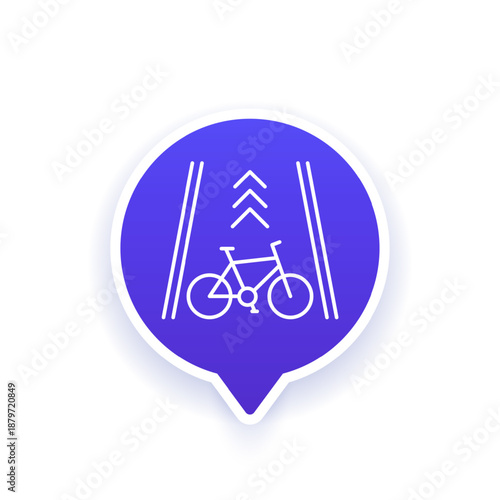 bike lane icon with bicycle, line design