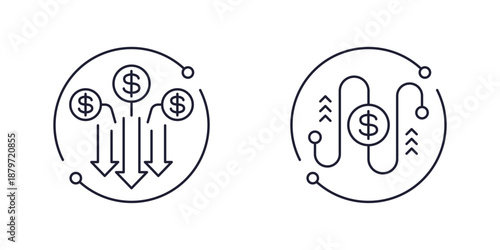cash flow line icons, money and finance vector