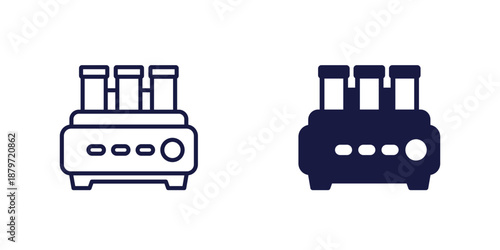 centrifuge machine icon, lab equipment, line and solid design