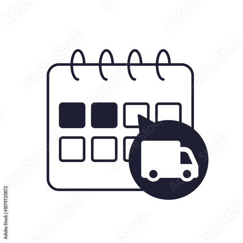 delivery schedule icon with calendar and van