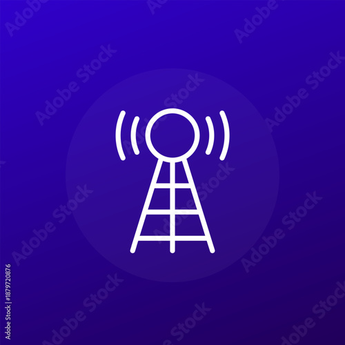 doppler radar icon, line white pictogram