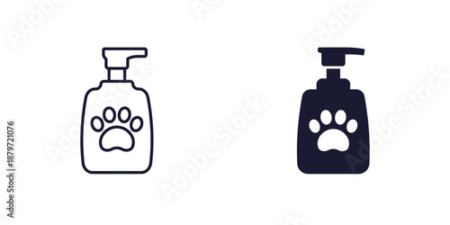 pet lotion icon on white, line and solid design