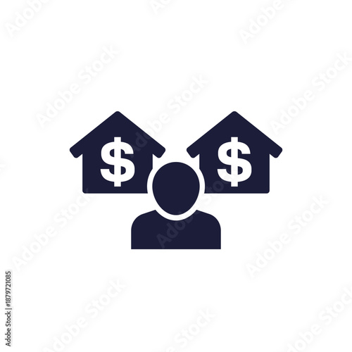 Real estate agent icon with houses